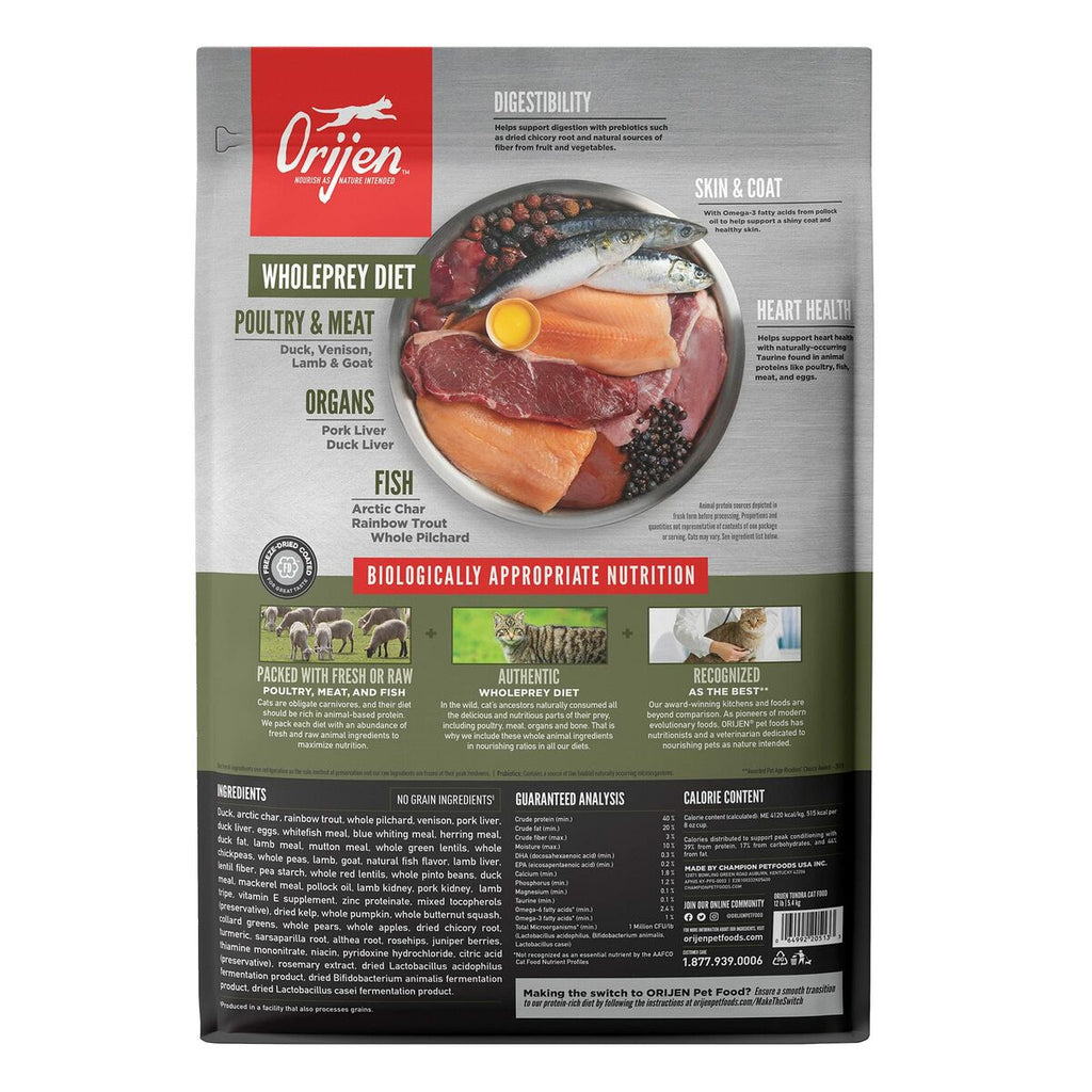 Aliments pour chat Orijen Tundra Adulte Poisson Veau Canard Sanglier Chèvre 5,4 kg