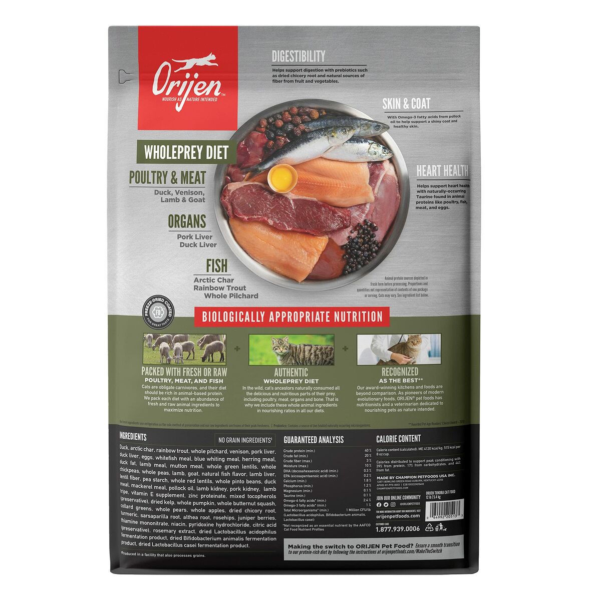 Aliments pour chat Orijen Tundra Adulte Poisson Veau Canard Sanglier Chèvre 5,4 kg