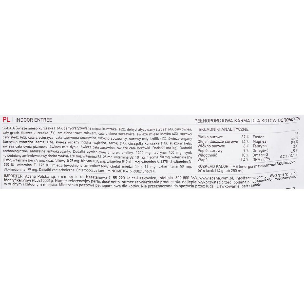 Aliments pour chat Acana Indoor Entrée Adulte Poulet Dinde Poisson Lapin 4,5 Kg