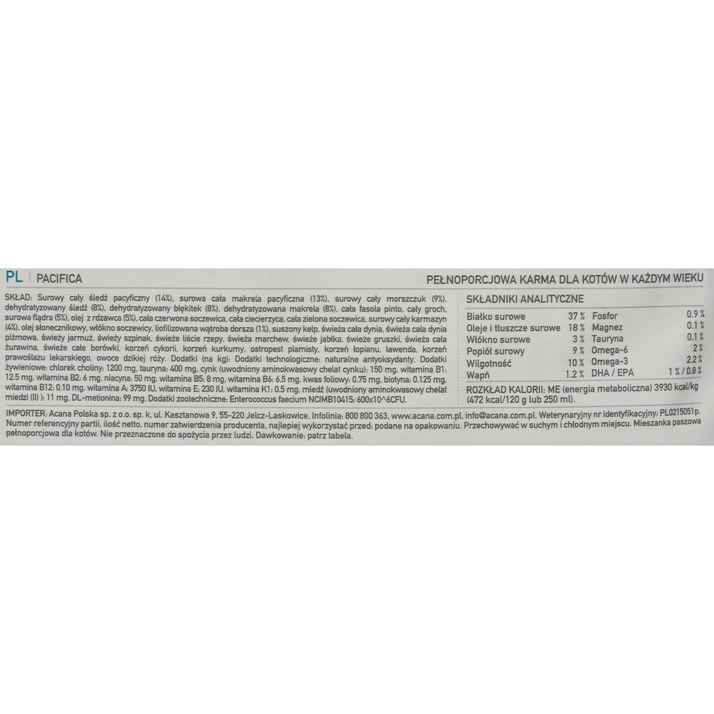 Aliments pour chat Acana Pacific Poisson Agneau 4,5 Kg