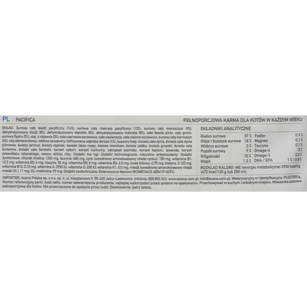 Aliments pour chat Acana Pacific Poisson Agneau 4,5 Kg