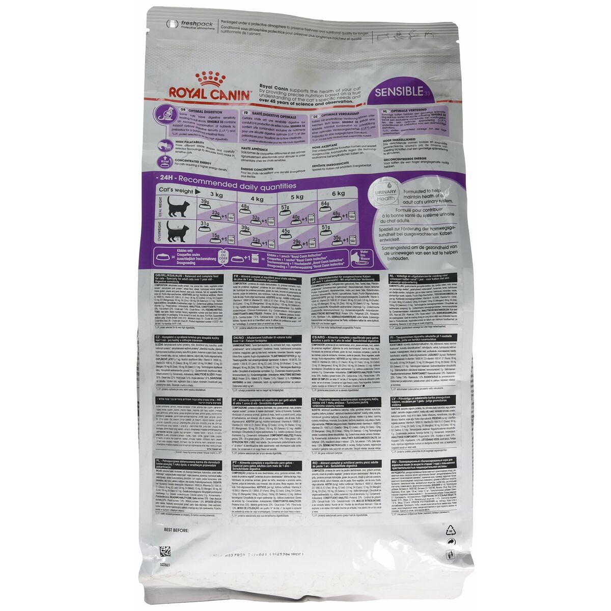 Aliments pour chat Royal Canin Sensible 33 Adulte Poulet Riz 4 Kg