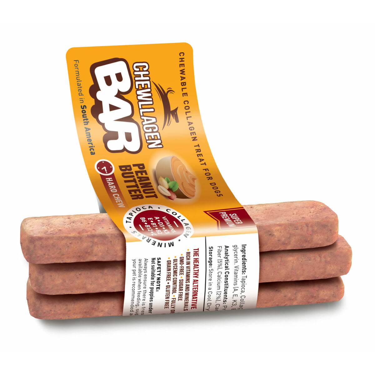 Snack pour chiens Chewllagen Beurre de cacahuètes 72 Pièces