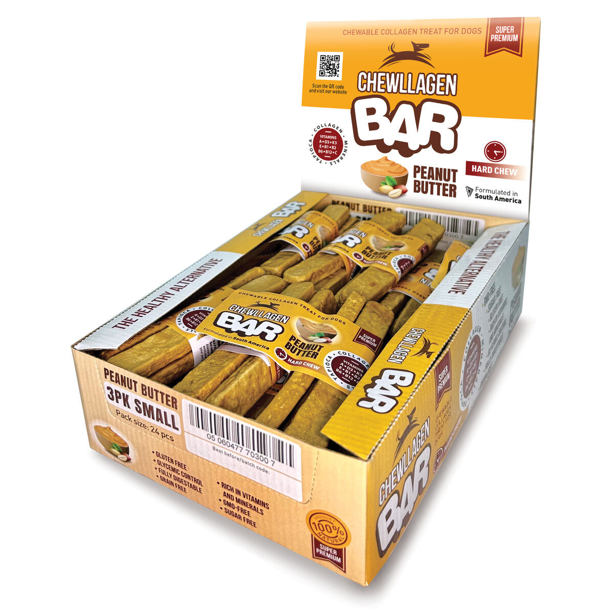 Snack pour chiens Chewllagen Beurre de cacahuètes 72 Pièces