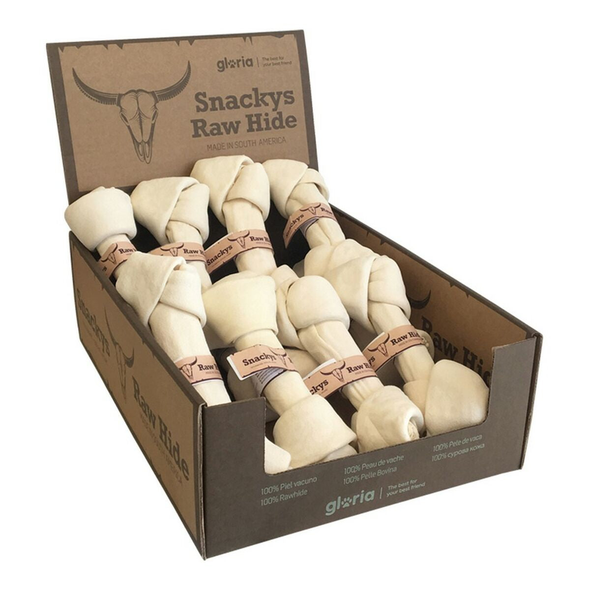 Snack pour chiens Gloria Rawhide Veau Masticable Nœud