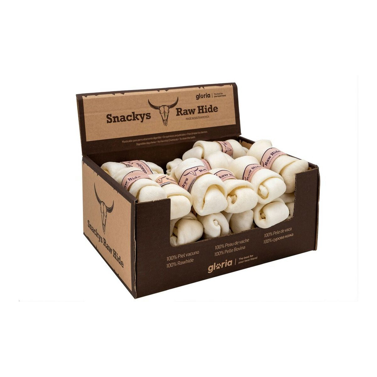 Snack pour chiens Gloria Snackys Rawhide Veau 10-12 cm Nœud 30 Unités