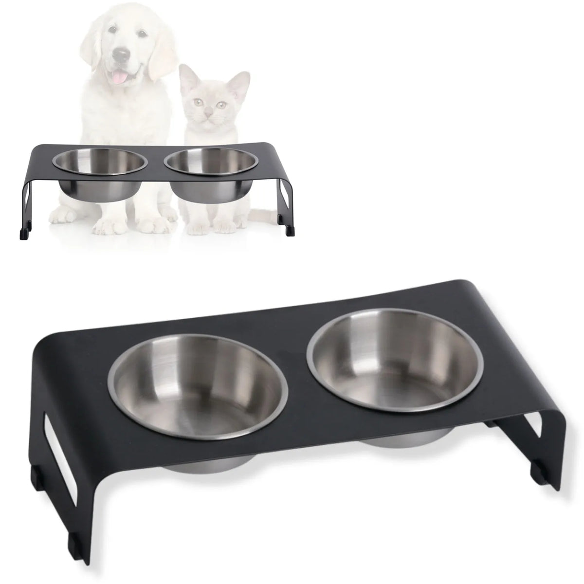 Mangeoire surélevée double PETLINUS – Inclinée 15° pour chat & petit chien