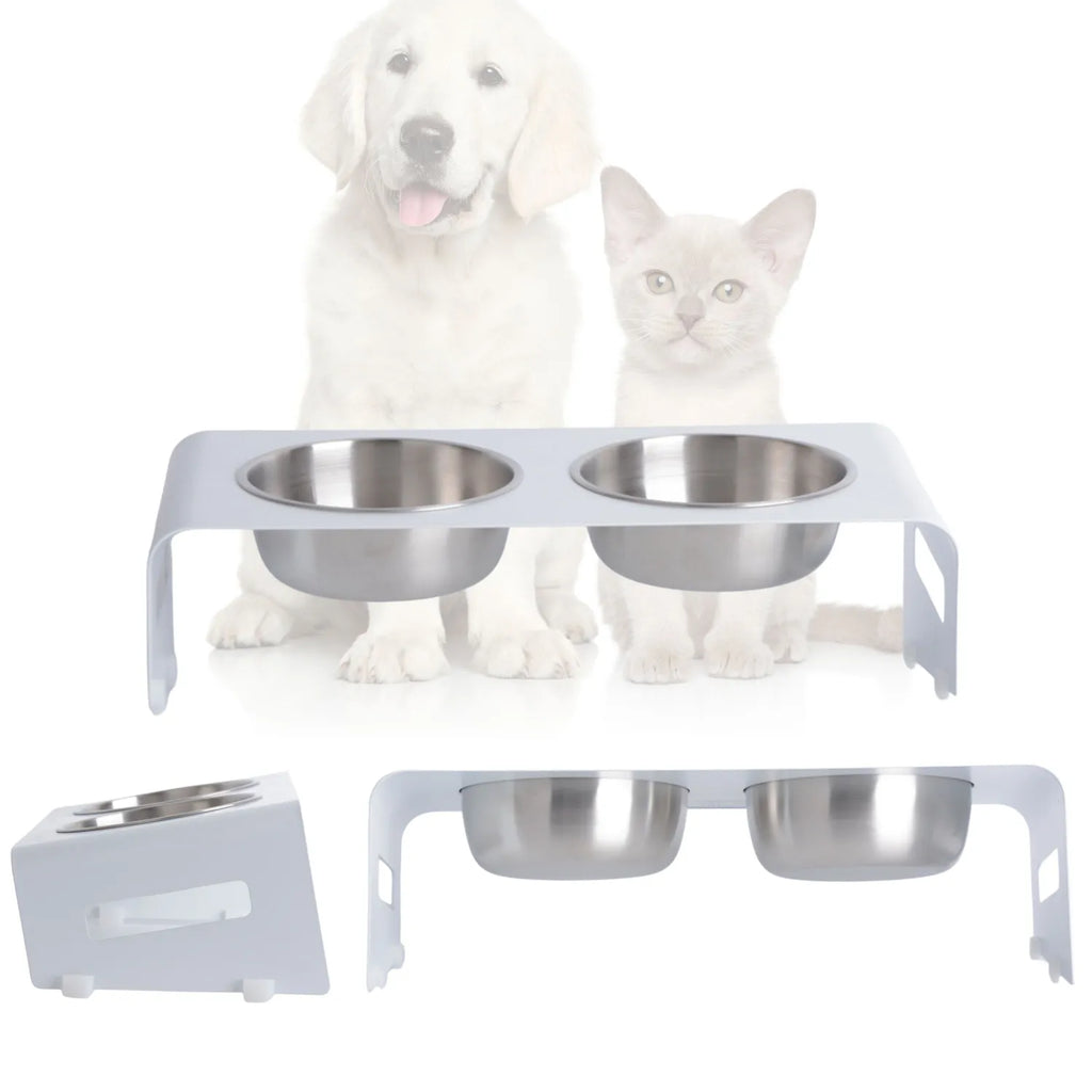 Mangeoire surélevée double PETLINUS – Inclinée 15° pour chat & petit chien